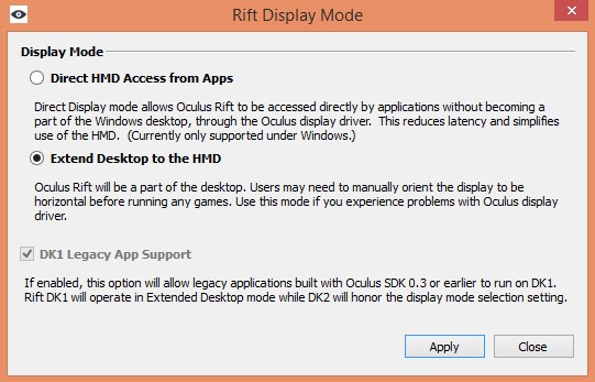 Rift Display Mode